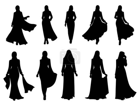 conjunto de hijab moda logo diseño vector. chica musulmana