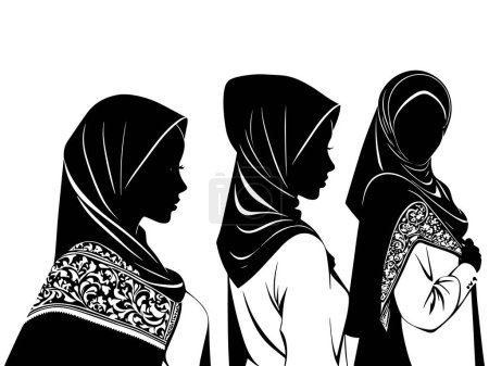 schöne muslimische Frau in Hijab-Mode Silhouettenvektor