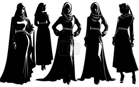 set of hijab fashion logo design vector