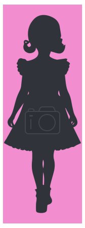 the silhouette of a little girl in a dress vector illustration
