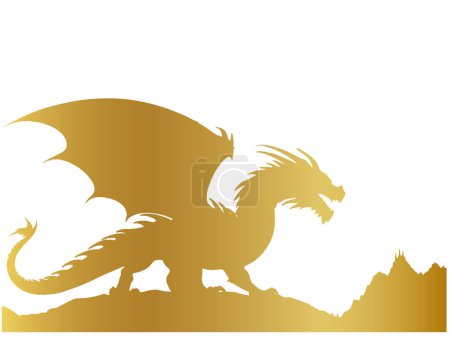 golden dragon silhouette vector