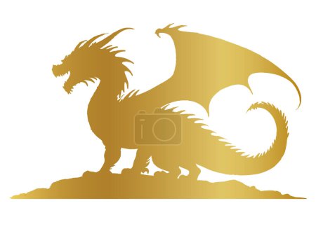 golden dragon silhouette vector