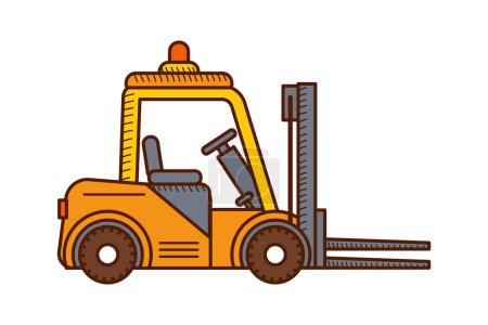 Illustration for Forklift icon. Loader isolated on white background. Forklift side view. - Royalty Free Image