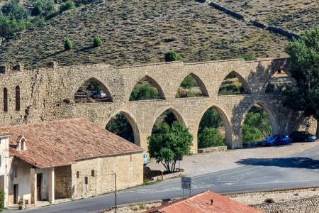 Photo for The Aqueduct of Santa Llucia in Morella, Spain is a historic Roman engineering marvel, with beautiful arches and cultural significance. - Royalty Free Image