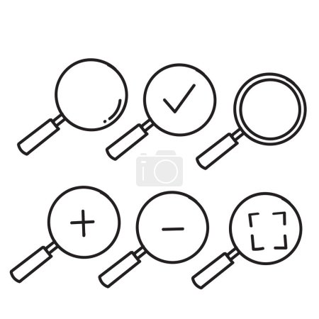 Illustration for Hand drawn doodle magnifying glass icon collection - Royalty Free Image