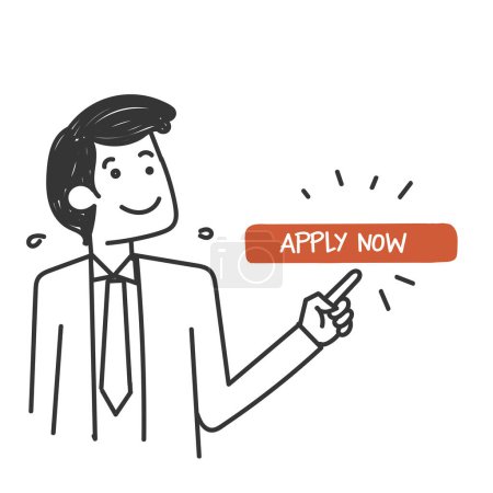 hand drawn doodle Apply now icon button illustration