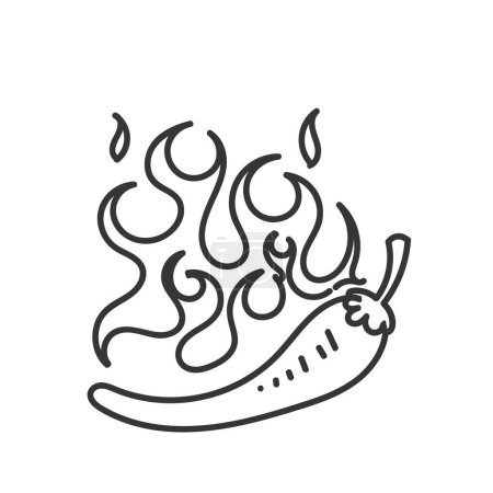 Téléchargez les illustrations : Illustration dessinée à la main doodle brûlant le piment - en licence libre de droit