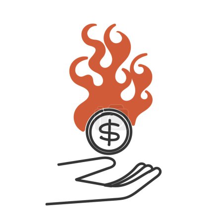 Illustration for Hand drawn doodle burning money illustration vector - Royalty Free Image