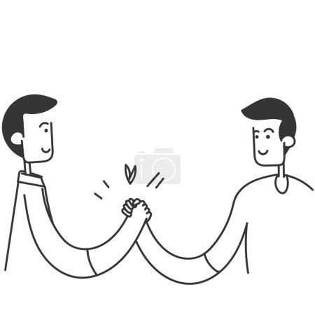 Illustration for Hand drawn doodle Soul brother handshake icon illustration cartoon - Royalty Free Image