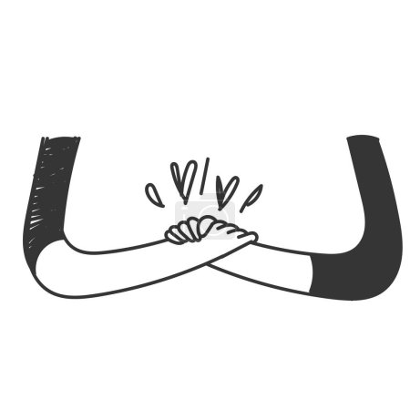 Illustration for Hand drawn doodle Soul brother handshake icon illustration cartoon - Royalty Free Image