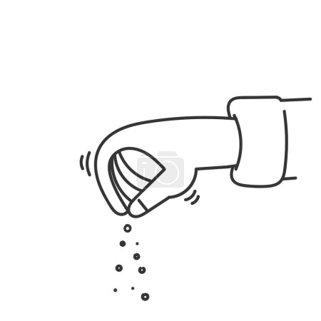 hand drawn doodle chef hand sprinkling spices