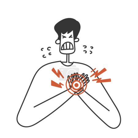 Illustration for Hand drawn doodle chest pain illustration vector - Royalty Free Image