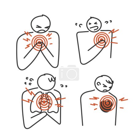 Illustration for Hand drawn doodle chest pain illustration vector - Royalty Free Image