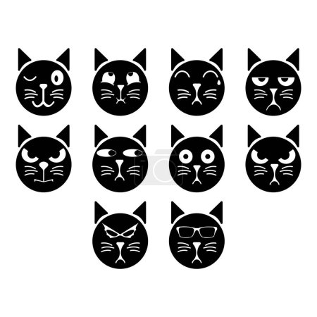 Téléchargez les photos : Collection de vecteur émoticône chat - en image libre de droit