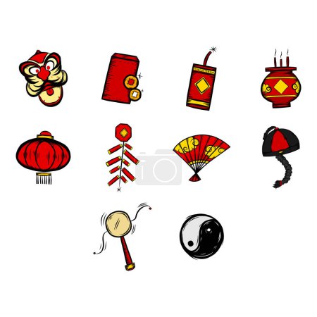 Téléchargez les photos : Collection de vecteur icône nouvel an chinois - en image libre de droit