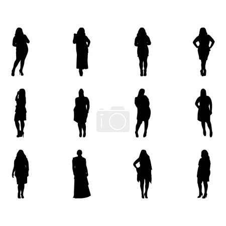 Téléchargez les photos : Collection de femme grosse silhouette vecteur - en image libre de droit
