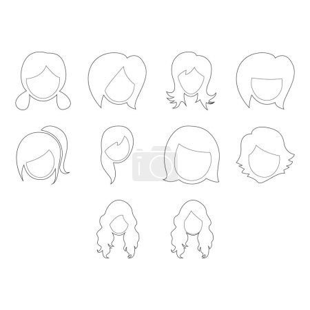 Téléchargez les photos : Collection de style de cheveux icône vecteur - en image libre de droit