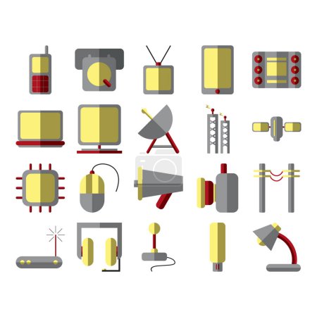collection of technology icon vector