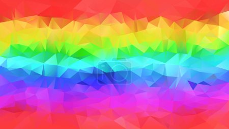 Illustration for Vector abstract irregular polygon background - triangle low poly pattern - neon full spectrum multi color rainbow horizontaly striped - Royalty Free Image