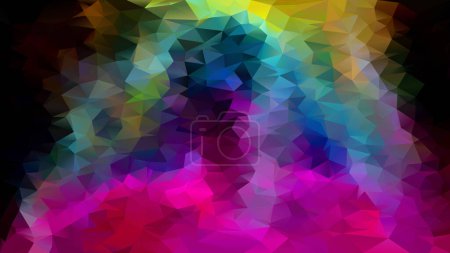 Illustration for Vector abstract irregular polygon background - triangle low poly pattern - full spectrum multi color rainbow  hot pink magenta blue green yellow black - Royalty Free Image