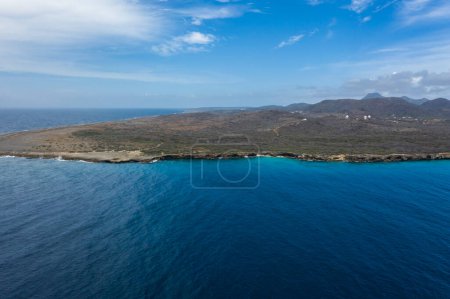 Photo for Aerial view of the beautiful coast of Curacao in the Caribbean Sea - Royalty Free Image