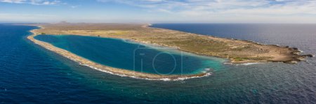 Photo for Aerial view of coast of Curacao in the Caribbean Sea with turquoise water, cliff, beach and beautiful coral reef around Eastpoint - Royalty Free Image