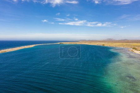 Photo for Aerial view of coast of Curacao in the Caribbean Sea with turquoise water, cliff, beach and beautiful coral reef around Eastpoint - Royalty Free Image