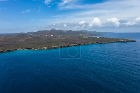 Photo for Aerial view of the beautiful coast of Curacao in the Caribbean Sea - Royalty Free Image