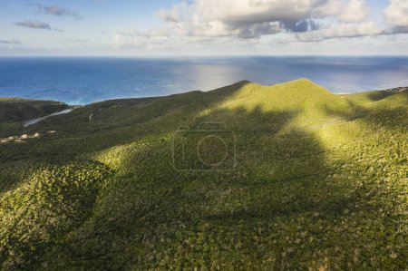 Photo for Aerial view above scenery of Curacao, Caribbean with ocean and beautiful sky - Royalty Free Image