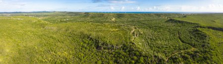 Foto de Vista panorámica sobre el paisaje de Curazao, Caribe con océano, costa, colinas y cielo - Imagen libre de derechos