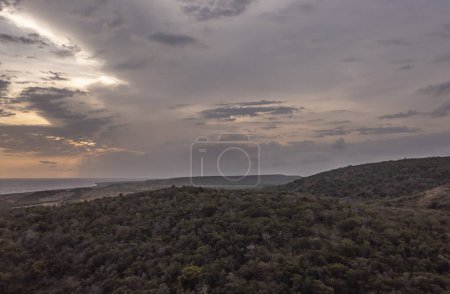 Photo for Scenic sunset view over the mountains on an island in the Caribbean - Royalty Free Image