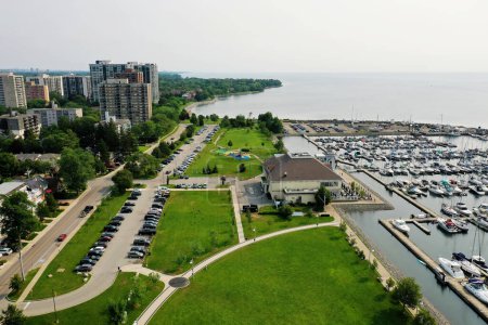 An aerial of the Bronte area of Oakville, Ontario, Canada