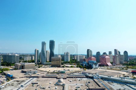 An aerial scene of the downtown of Mississauga, Ontario, Canada