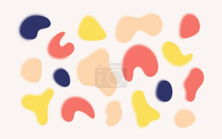 Ilustración de Abstract organic vector shapes set with y2k aura effect. Colorful contemporary fluid blobs. Decorative random elements collection - Imagen libre de derechos