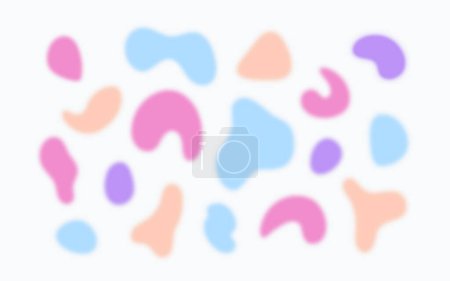 Ilustración de Abstract organic vector shapes set with y2k aura effect. Holographic colors contemporary fluid blobs. Decorative random elements collection - Imagen libre de derechos
