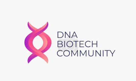 Illustration for DNA Spiral Biotech Community Abstract Vector Sign, Symbol, Logo Template. Modern Technology, Medicine and Biotechnology Gradient Emblem with Typography. Isolated - Royalty Free Image