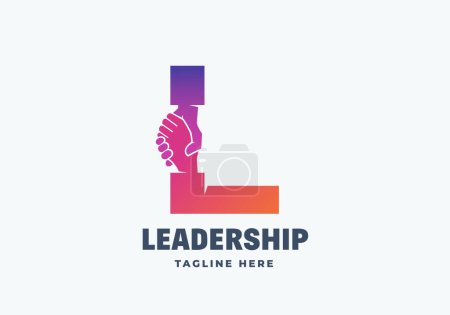 Photo for Leadership and Cooperation Abstract Vector Logo Template. Handshake Incorporated in Letter L Creative Concept. Isolated - Royalty Free Image