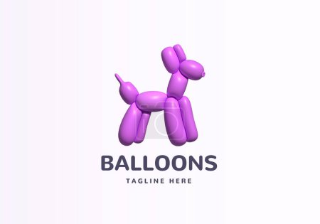 Photo for Inflated 3D Balloon Dog Figure Abstract Vector Logo Template. Isolated - Royalty Free Image