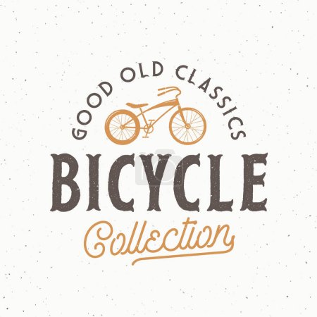 Téléchargez les illustrations : Modèle de logo d'étiquette de vélo vectoriel rétro. Chopper Bicycle Vintage Style Illustration avec Typographie et Texture Shabby. Isolé - en licence libre de droit