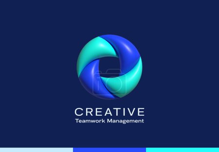 Illustration for Inflated 3D Vector Loop Circle Abstract Vector Logo Template. Modern Geometry Swirl Sign. Isolated - Royalty Free Image