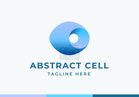 Illustration for Abstract Cell Ellipse Shape Vector Logo Template. Modern Gradient Geometry Sign with Typography. Biotechnology Concept Emblem. Isolated - Royalty Free Image