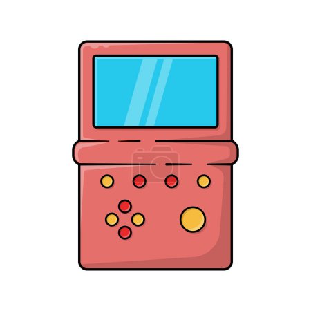 Retro icono de la consola de videojuegos en estilo de dibujos animados sobre un fondo blanco. Diseño de estilo antiguo para el concepto y el tema de la tecnología