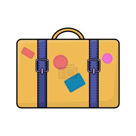 Retro travel suitcase icon over white background colorful vector illustration for travel and tourism design element.