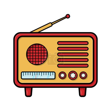 Illustration for Retro radio icon over white background. colorful technology design element and concept Vector illustration. - Royalty Free Image