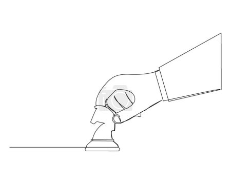 Ilustración de Un solo dibujo continuo de mano grande puso ajedrez de caballos. Concepto de estrategia de crecimiento empresarial. Diseño vector ilustración - Imagen libre de derechos