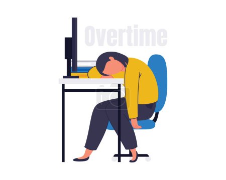 Das berufliche Burnout-Syndrom. Psychologischer Zustand eines Arbeiters im Büro. Frustrierter Arbeitnehmer mit psychischen Problemen. Vektorillustration im flachen Stil.