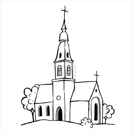 église, dessin vectoriel simple, croquis