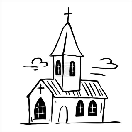 église, dessin vectoriel simple, croquis