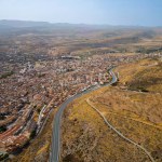 A drone Aerial view of the town of Padul, Granada, Spain