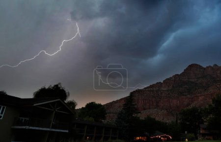 Lightning strikes at Zion National Park, Utah